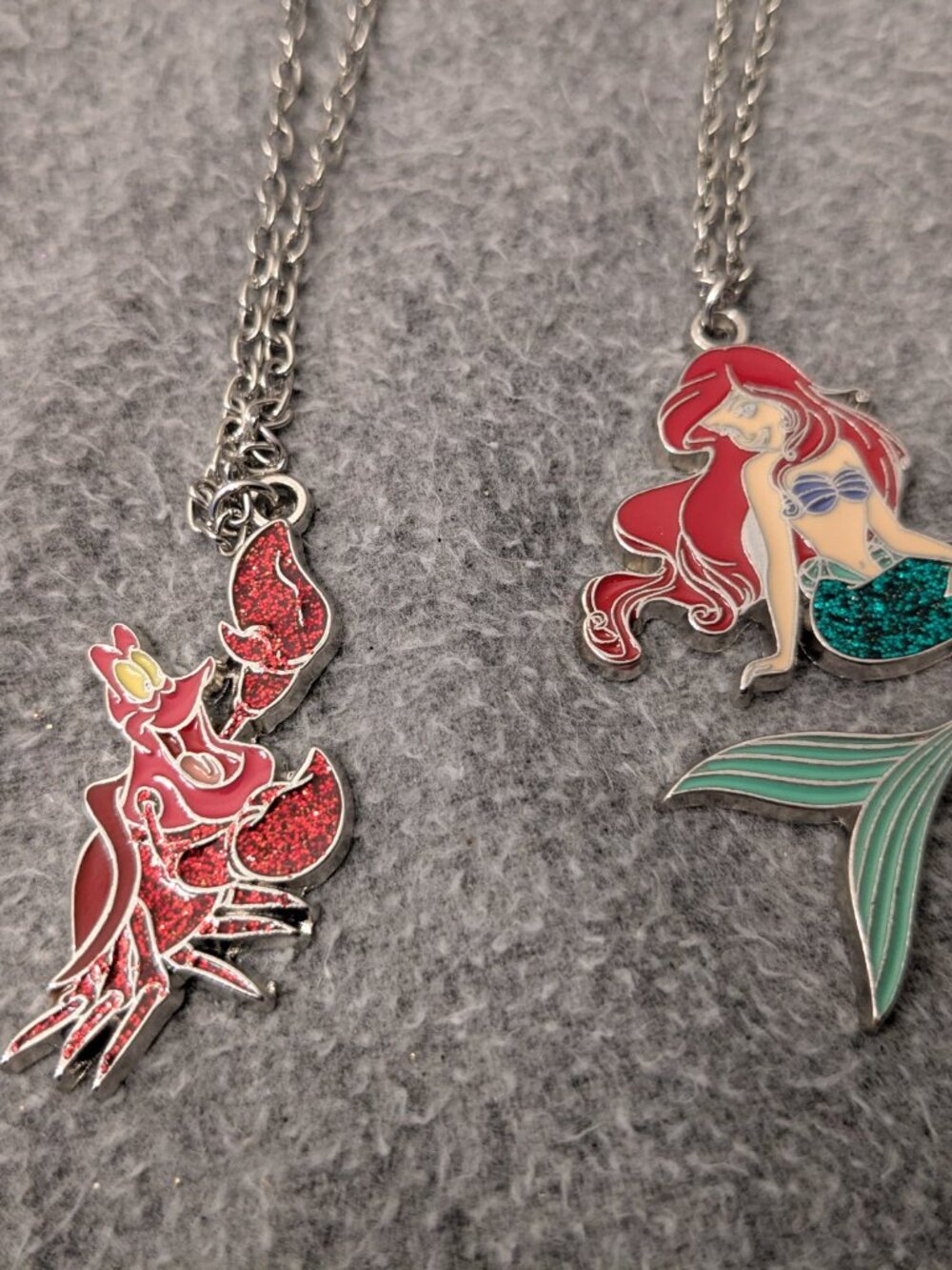 New!  2 Disney Necklaces  Ariel and Sebastion from The Little Mermaid
